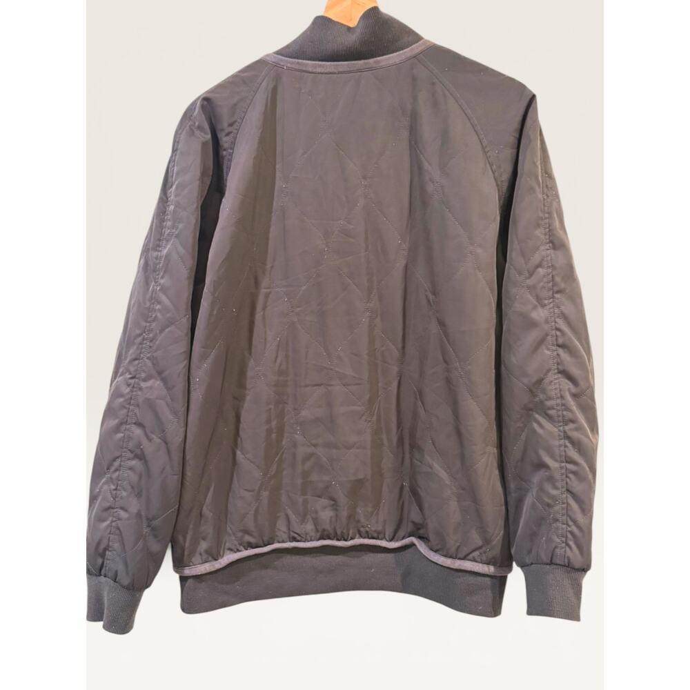 CANDOR Quilted Snap Bomber Jacket Charcoal Grey Contrast Stitch Size 2/M GUC - Picture 5 of 5